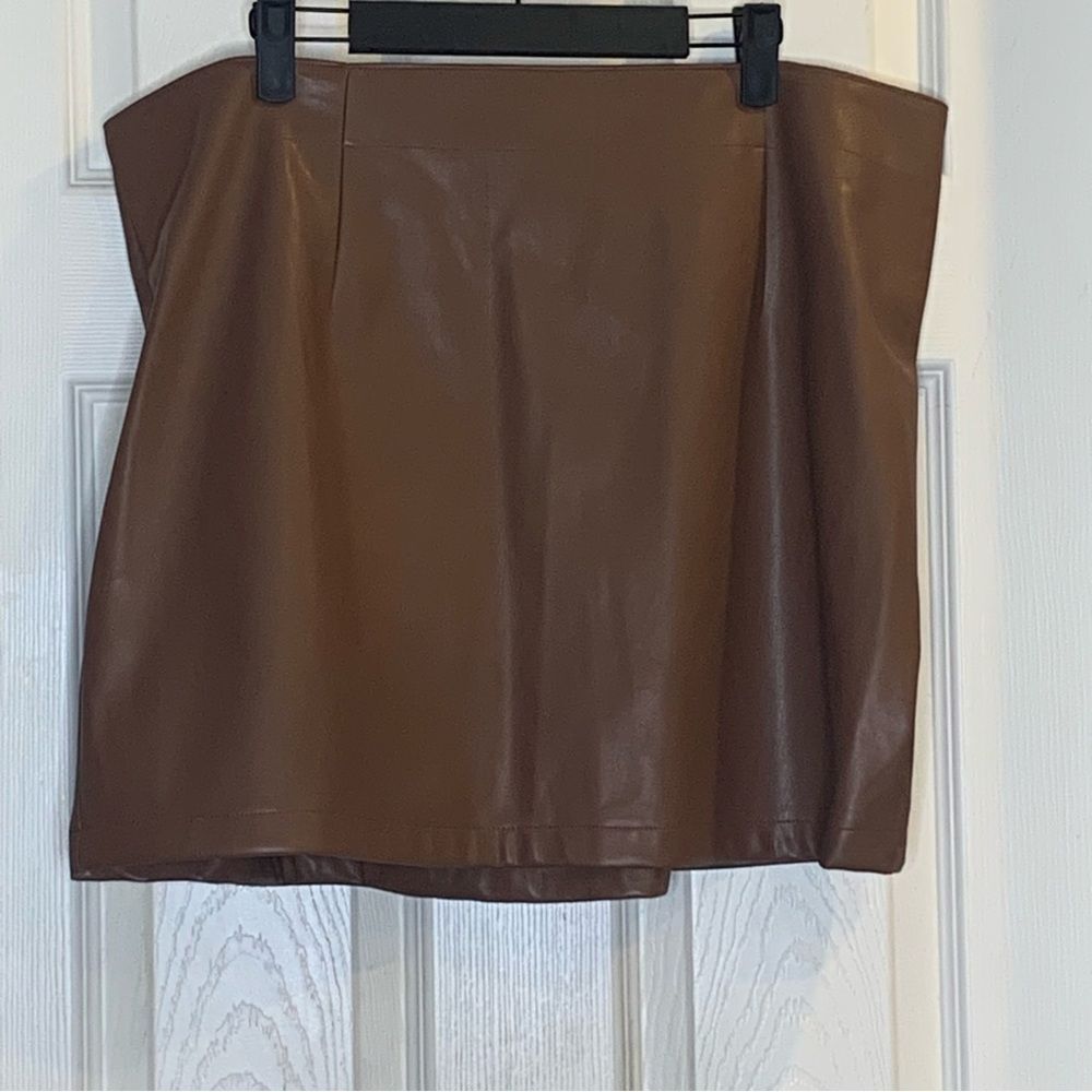 Abercrombie & Fitch Faux Leather Mini Skirt Brown Size XL